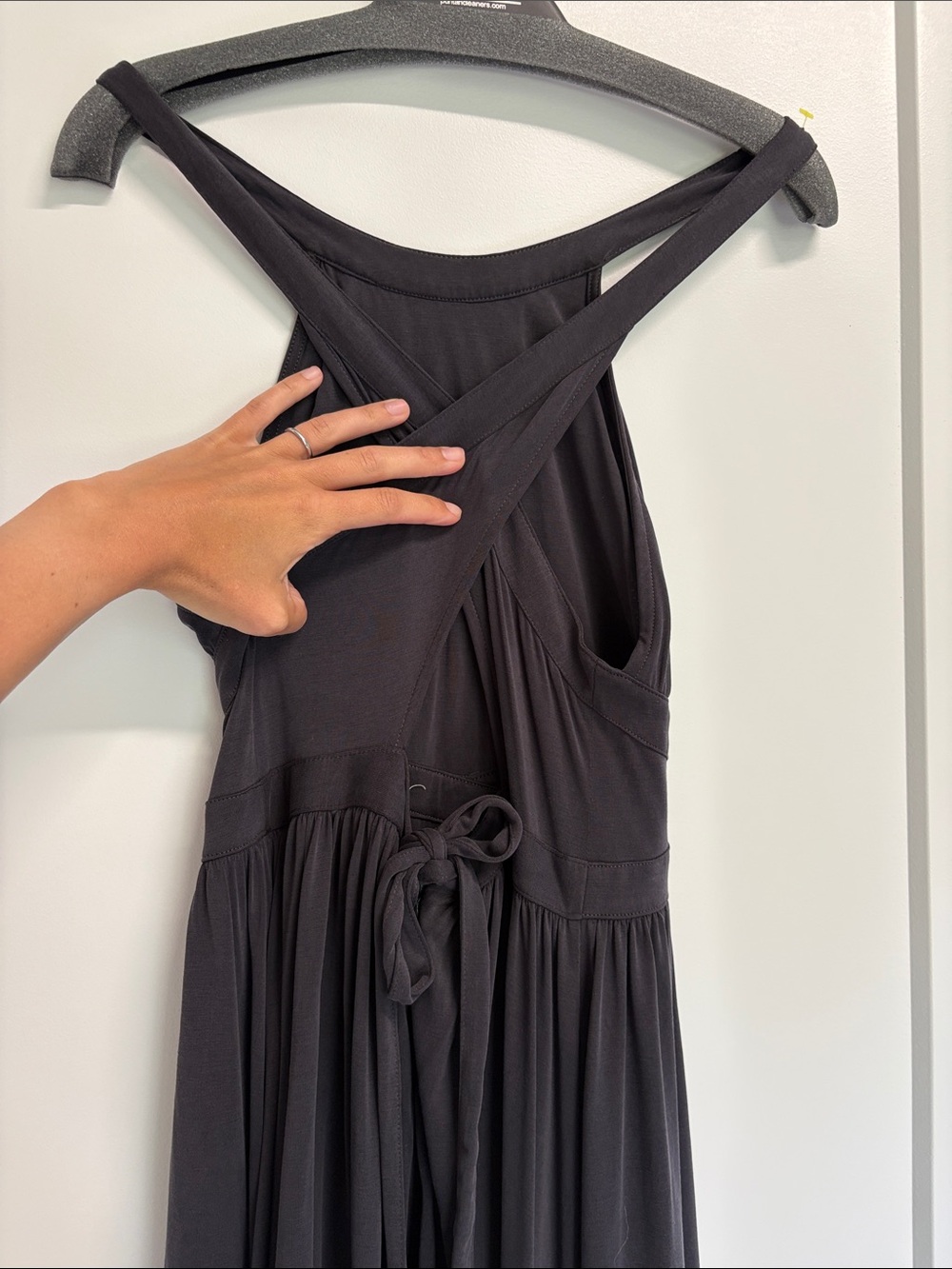 Silence + Noise Women's Washed Black Cross Back Halter Modal Maxi Dress, M - Picture 3 of 8